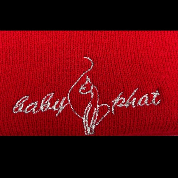 Y2K Baby Phat Beanie with Metallic Silver Embroidered Logo - Picture 3 of 4